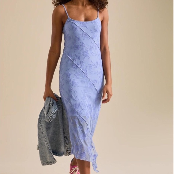 ARULA Dresses & Skirts - Arula Women 2X Blue Floral Lace Y2K 90s Slinky Allison Maxi Slip Dress NWOT